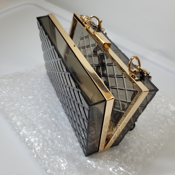 Acrilic Transparent Gold Star Evening Bag Purses Clutch Banquet Handbag - Picture 14 of 16